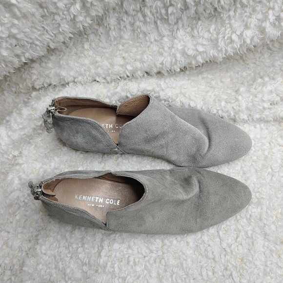 Kenneth Cole New York Gray Suede Leather Ankle Booties sz 7 - Picture 2 of 7